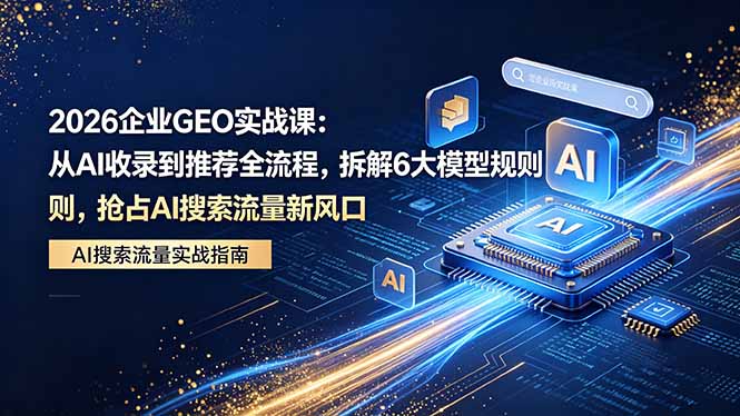 2026 企业GEO实战课：从AI收录到推荐全流程，拆解6大模型规则，抢占 AI 搜索流量新风口-资源教程须哥