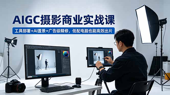 AIGC 摄影商业实战课，工具部署+AI置景+广告级精修，低配电脑也能高效出片-资源教程须哥