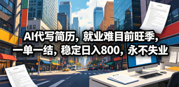 AI代写简历，就业难目前旺季，一单一结，稳定日入800，永不失业-资源教程须哥