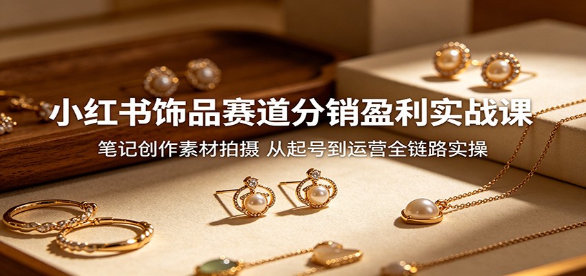 小红书饰品赛道分销盈利实战课：笔记创作素材拍摄，从起号到运营全链路实操-资源教程须哥