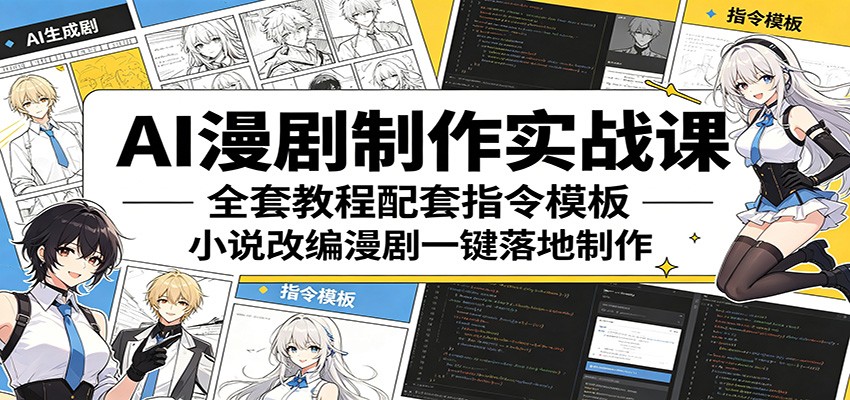 AI漫剧制作实战课：全套教程配套指令模板，小说改编漫剧一键落地制作-资源教程须哥