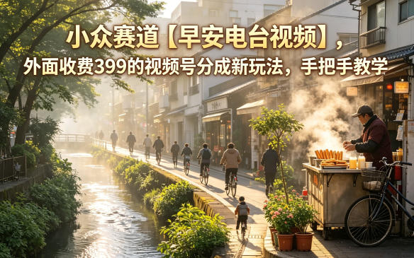小众赛道【早安电台视频】，外面收费399的视频号分成新玩法，手把手教学-资源教程须哥