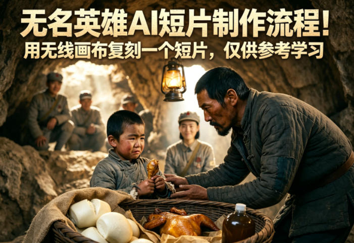 无名英雄AI短片制作流程！用无线画布复刻一个短片，仅供参考学习-资源教程须哥