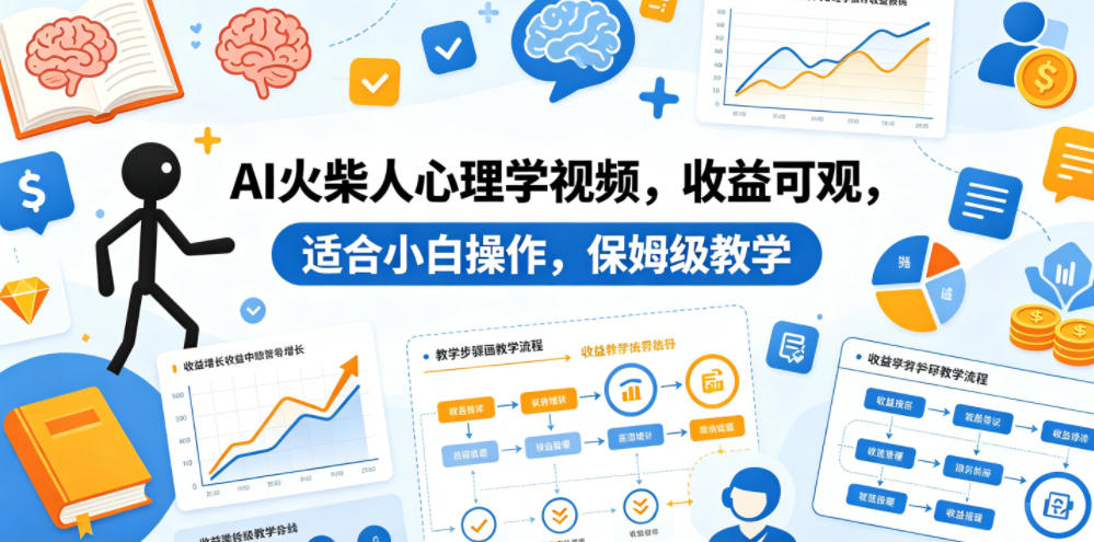 AI火柴人心理学视频，收益可观，适合小白操作，保姆级教学-资源教程须哥