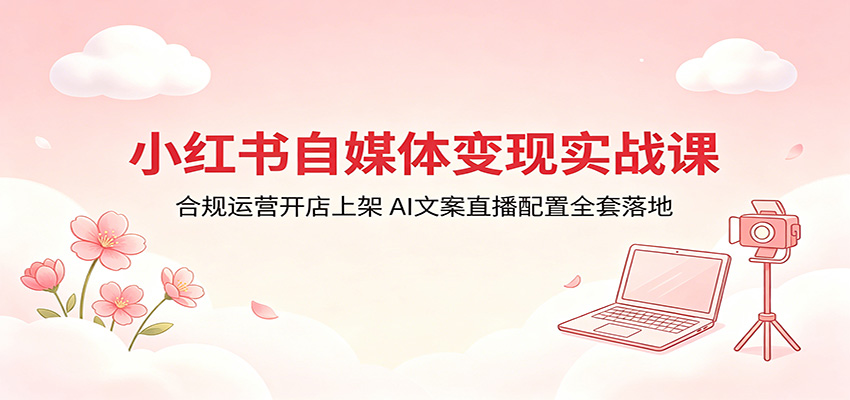 小红书自媒体变现实战课：合规运营开店上架，AI文案直播配置全套落地-资源教程须哥