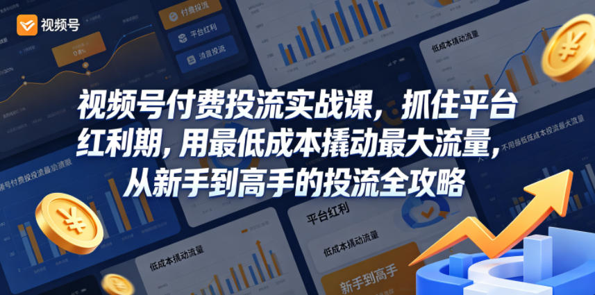 视频号付费投流实战课，抓住平台红利期，用最低成本撬动最大流量，从新手到高手的投流全攻略-资源教程须哥