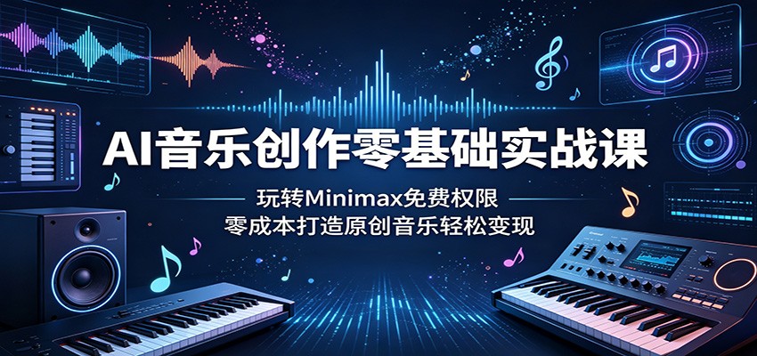 AI音乐创作零基础实战课：玩转Minimax免费权限，零成本打造原创音乐轻松变现-资源教程须哥