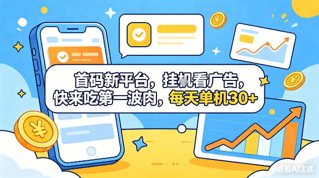 首码新平台，挂G自动看广告，快来吃第一波肉，每天单机30+，可矩阵放大【揭秘】-资源教程须哥
