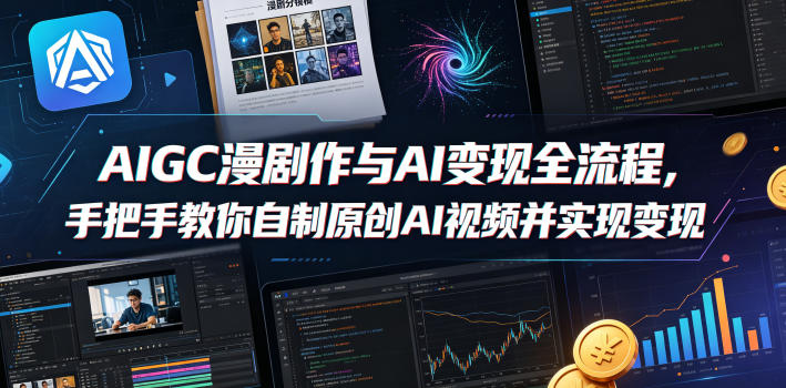 AIGC漫剧创作与AI变现全流程，手把手教你自制原创AI视频并实现变现-资源教程须哥
