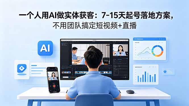 一个人用AI做实体获客:7-15天起号落地方案,不用团队搞定短视频+直播-资源教程须哥