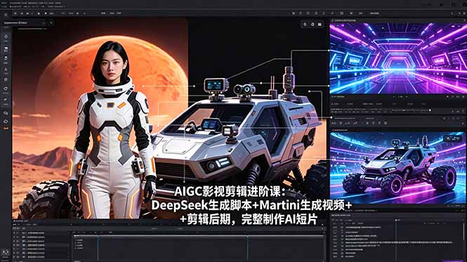 AIGC影视剪辑进阶课：DeepSeek生成脚本+Martini生成视频+剪辑后期，完整制作AI短片-资源教程须哥