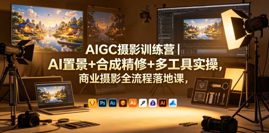 AIGC摄影训练营｜AI置景+合成精修+多工具实操，商业摄影全流程落地课-资源教程须哥