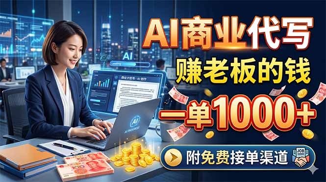 AI商业代写，赚老板的钱，一单1000+，附免费接单渠道-资源教程须哥