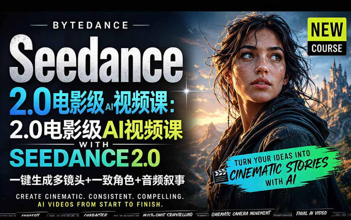 字节跳动的Seedance 2.0 AI电影视频生成制作教程，一键生成多镜头+一致角色+音频叙事-中英字幕-资源教程须哥