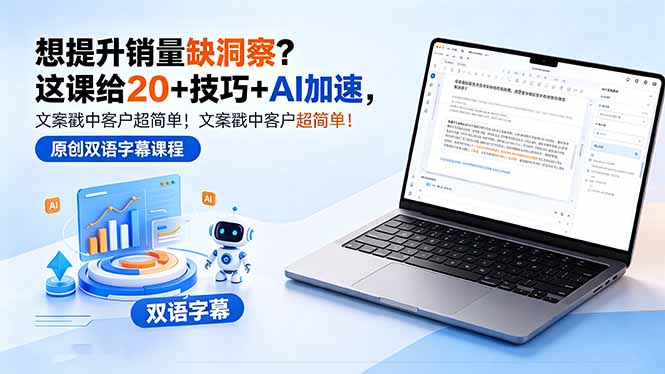 想提升销量缺洞察？这课给 20 + 技巧 + AI 加速，文案戳中客户超简单！【原创双语字幕】-资源教程须哥