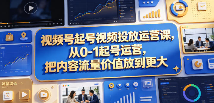 视频号起号视频投放运营课，从0-1起号运营，把内容流量价值放到更大-资源教程须哥