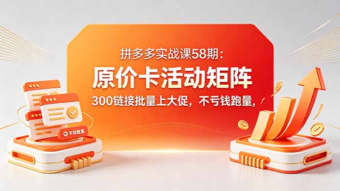 拼多多实战课58期：原价卡活动矩阵，300链接批量上大促，不亏钱跑量-资源教程须哥
