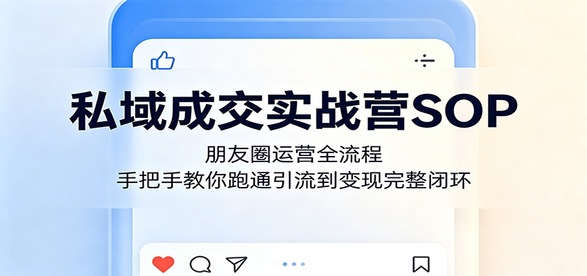 私域成交实战营SOP：朋友圈运营全流程，手把手教你跑通引流到变现完整闭环-资源教程须哥