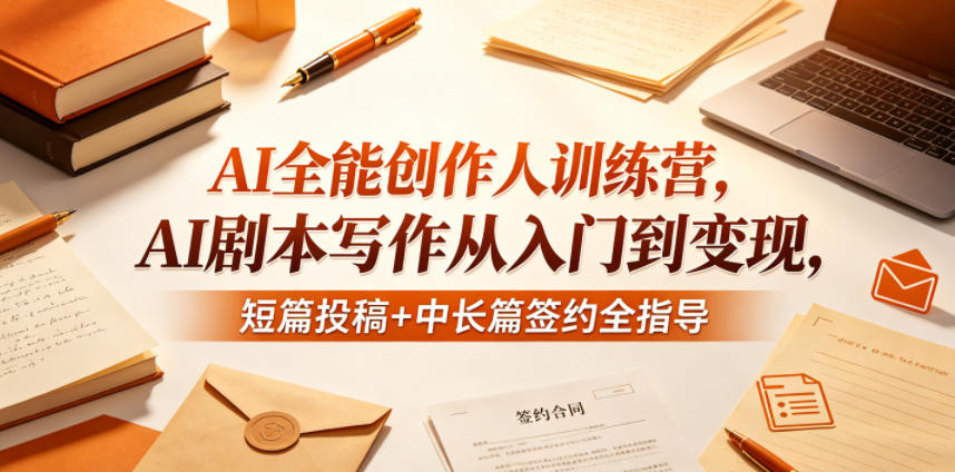 AI全能创作人训练营，AI剧本写作从入门到变现，短篇投稿+中长篇签约全指导-资源教程须哥