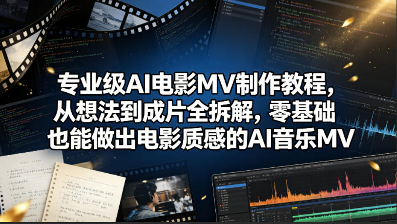 专业级AI电影MV制作教程，从想法到成片全拆解，零基础也能做出电影质感的AI音乐MV-资源教程须哥