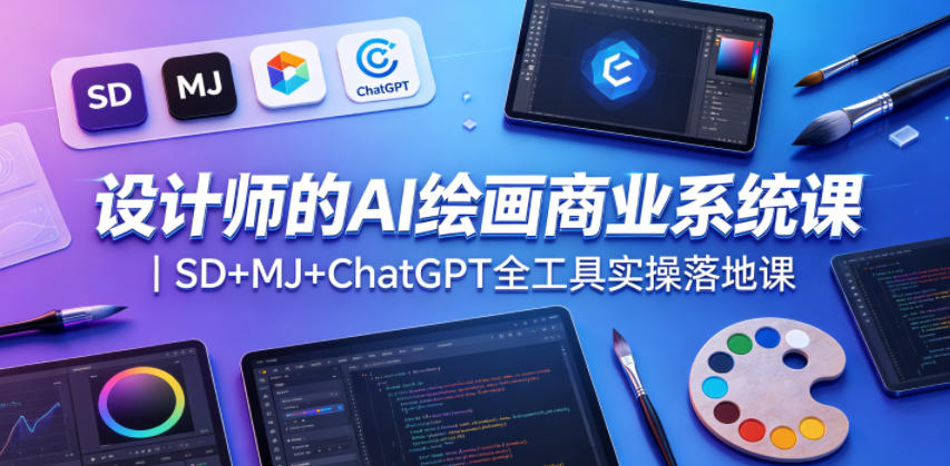 设计师的AI绘画商业系统课｜SD+MJ+ChatGPT全工具实操落地课-资源教程须哥