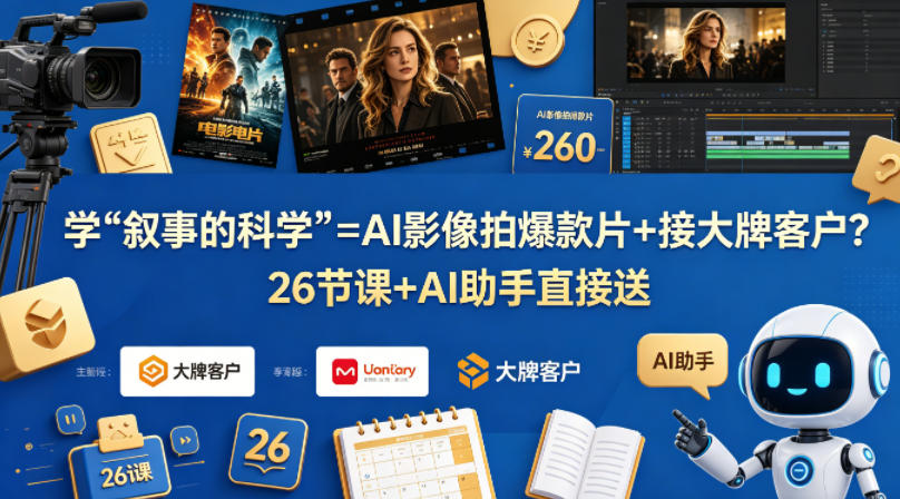 学《叙事的科学》=AI影像拍爆款片+接大牌客户？26节课+AI助手直接送【原创双语字幕】-资源教程须哥