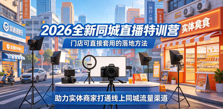 2026全新同城直播特训营,门店可直接套用的落地方法,助力实体商家打通线上同城流量渠道-资源教程须哥