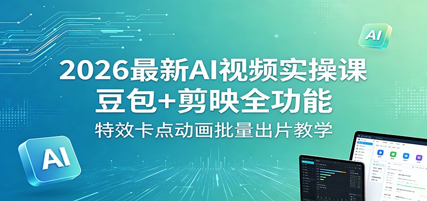2026最新AI视频实操课：豆包+剪映全功能，特效卡点动画批量出片教学-资源教程须哥