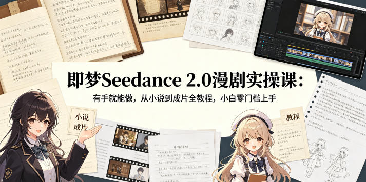 即梦Seedance 2.0漫剧实操课：有手就能做，从小说到成片全教程，小白零门槛上手-资源教程须哥