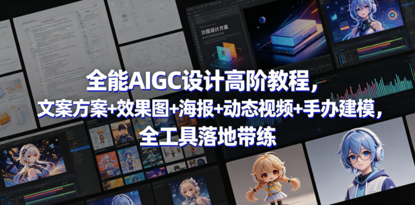 全能AIGC设计高阶教程，文案方案+效果图+海报+动态视频+手办建模，全工具落地带练-资源教程须哥