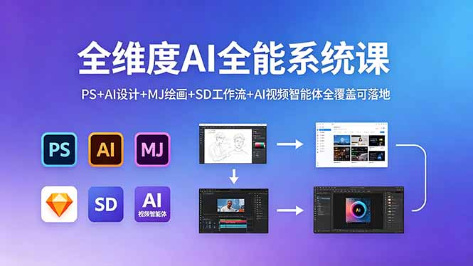 全维度AI全能系统课，PS+AI设计+MJ绘画+SD工作流+AI视频智能体全覆盖可落地-资源教程须哥