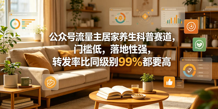公众号流量主居家养生科普赛道，门槛低，落地性强，转发率比同级别99％都要高-资源教程须哥
