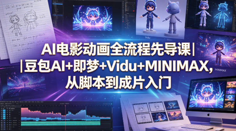 AI电影动画全流程先导课｜豆包AI+即梦+Vidu+MINIMAX，从脚本到成片入门-资源教程须哥