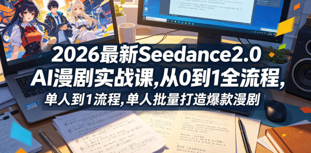 2026最新Seedance2.0 AI漫剧实战课,,从0到1全流程,单人批量打造爆款漫剧-资源教程须哥