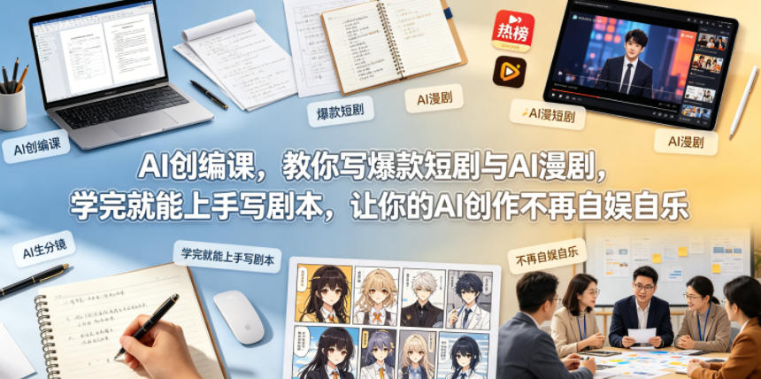AI创编课，教你写爆款短剧与AI漫剧，学完就能上手写剧本，让你的AI创作不再自娱自乐-资源教程须哥