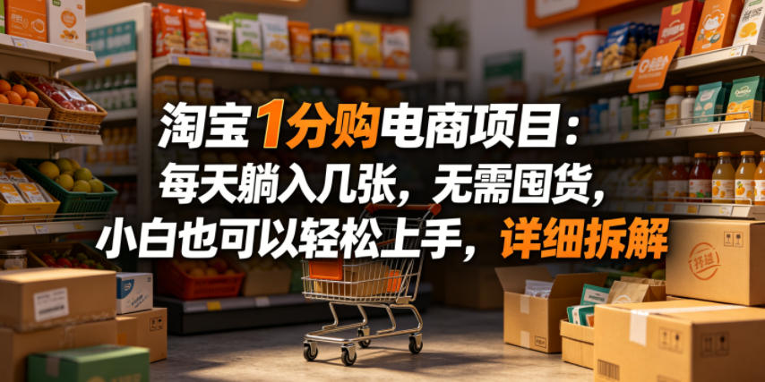 淘宝1分购电商项目：每天躺入几张，无需囤货，小白也可以轻松上手，详细拆解-资源教程须哥