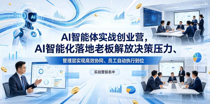 AI智能体实战创业营26年4月23-25号线下课，AI智能化落地老板解放决策压力、管理层实现高效协同、员工自动执行到位-资源教程须哥