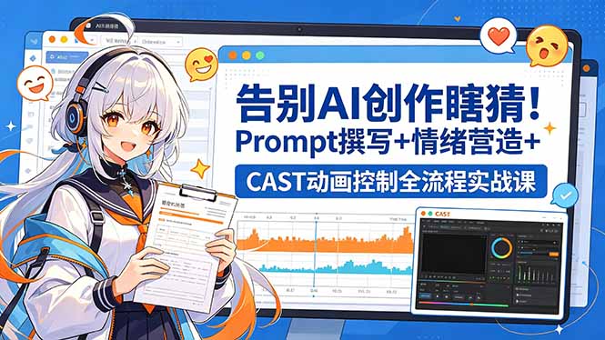 告别AI创作瞎猜！Prompt撰写+情绪营造+CAST动画控制全流程实战课-资源教程须哥