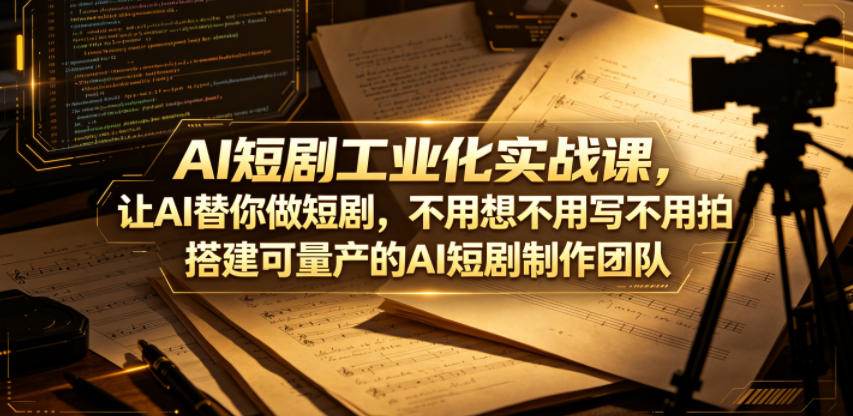 AI短剧工业化实战课，让AI替你做短剧，不用想不用写不用拍，搭建可量产的AI短剧制作团队-资源教程须哥