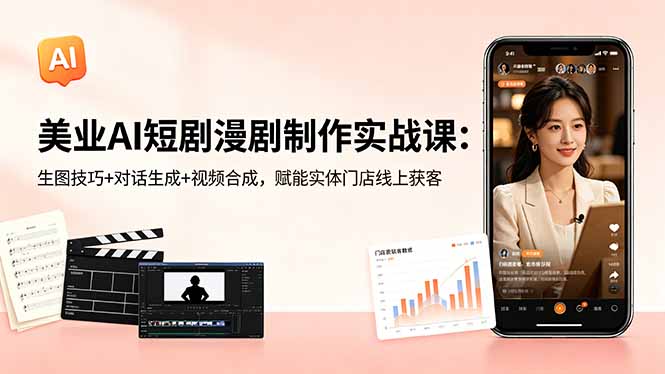 美业AI短剧漫剧制作实战课：生图技巧+对话生成+视频合成，赋能实体门店线上获客-资源教程须哥