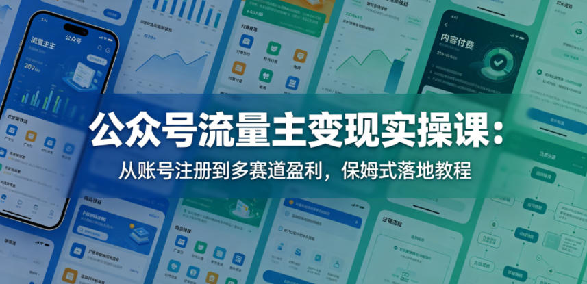 公众号流量主变现实操课：从账号注册到多赛道盈利，保姆式落地教程-资源教程须哥