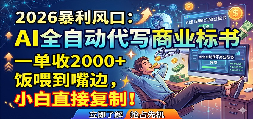 AI全自动代写商业标书，一单收2000+，饭喂到嘴边，小白直接复制-资源教程须哥