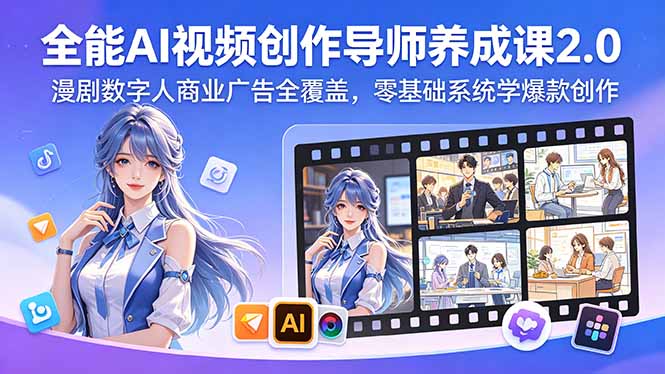 全能AI视频创作导师养成课2.0,漫剧数字人商业广告全覆盖,零基础系统学爆款创作-资源教程须哥