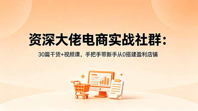 资深大佬电商实战社群:30篇干货+视频课,手把手带新手从0搭建盈利店铺-资源教程须哥