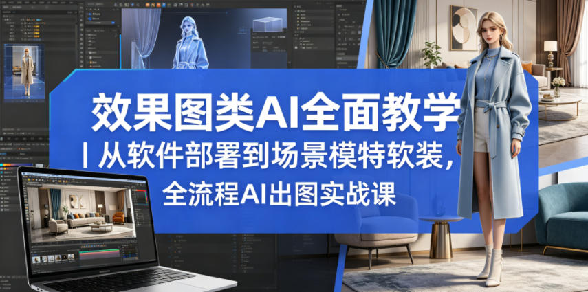 效果图类AI全面教学｜从软件部署到场景模特软装，全流程AI出图实战课-资源教程须哥