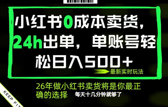 小红书0成本AI卖货，24小时出单，全流程托管，保底日入500+，每天十几分钟就够了【揭秘】-资源教程须哥