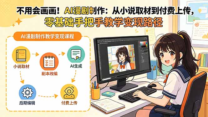 不用会画画！AI漫剧制作：从小说取材到付费上传，零基础手把手教学变现路径-资源教程须哥