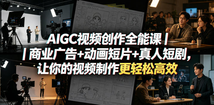 AIGC视频创作全能课｜商业广告+动画短片+真人短剧，让你的视频制作更轻松高效-资源教程须哥