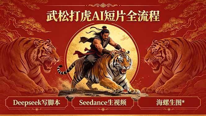 武松打虎AI短片全流程：Deepseek写脚本+Seedance生视频+海螺生图-资源教程须哥