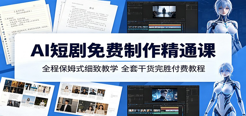 AI短剧免费制作精通课：全程保姆式细致教学，全套干货完胜付费教程-资源教程须哥